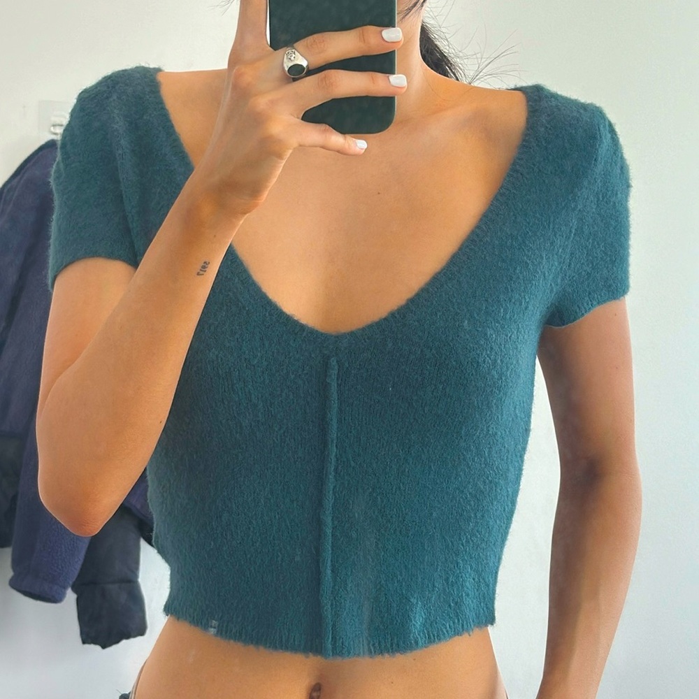 Free People Jade Green Shortsleeve Top- Size S